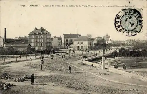 Ak Lorient Morbihan, Avenue du Faouèdic, Stadtansicht nach Rempartdemontage,  Gebäude
