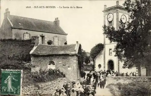 Ak Île aux Moines Morbihan, Sonntagsmesse