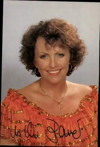 Autogrammkarte Sängerin Uschi Bauer, Portrait, Autogramm