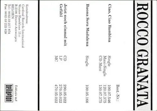 Foto Sänger Rocco Granata, Autogramm