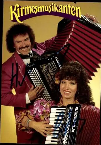 Autogrammkarte Musikgruppe Kirmesmusikanten, Portrait, Autogramm, Akkordeon