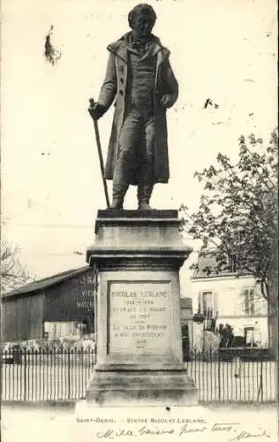 Ak Saint Denis Seine-Saint-Denis, Statue Nicolas Leblanc