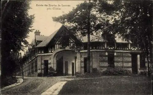 Ak Cromac Haute Vienne, Eingang der Ecuries de Lacroux, Einschließlich Bäume und Gebäude
