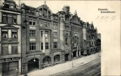 Ak Chemnitz in Sachsen, Chemnitz Centraltheater,  Architektur, Straßenszene