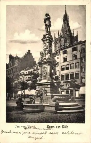 Ak Köln am Rhein, Jan van Werth, Teilansicht