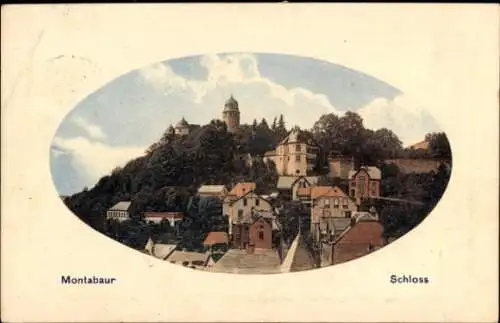 Ak Montabaur im Westerwald, Schloss, Stadtansicht, Häuser, Himmel