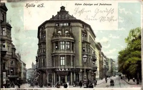 Ak Halle an der Saale, Cigarrenladen, Untere Leipziger Straße, Poststraße,  Architektur