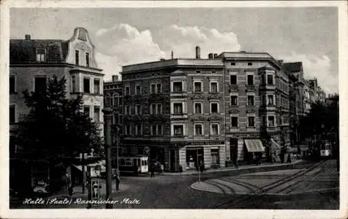 Ak Halle an der Saale,  Rannischer Platz,  Architektur, Straßenbahn