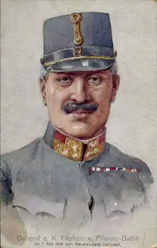 Künstler Ak General d. K. Freiherr Karl von Pflanzer-Baltin, Portrait