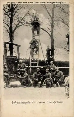 Ak Östlicher Kriegsschauplatz, Beobachtungsposten der schweren Garde-Artillerie