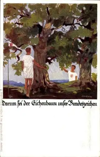 Künstler Ak Amtsberg, Otto, Zum Besten der dt. Turnerschaft, Eichenbaum als Bundeszeichen