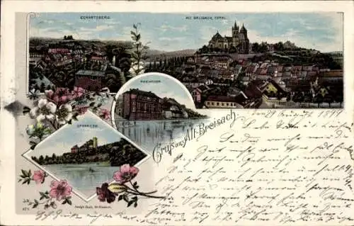 Litho Breisach am Oberrhein, Gesamtansicht, Eckartsberg