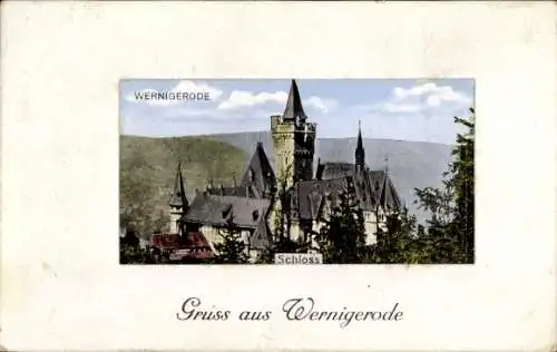 Ak Wernigerode im Harz, Schloss  farbige Ansicht, Gruss aus Wernigerode