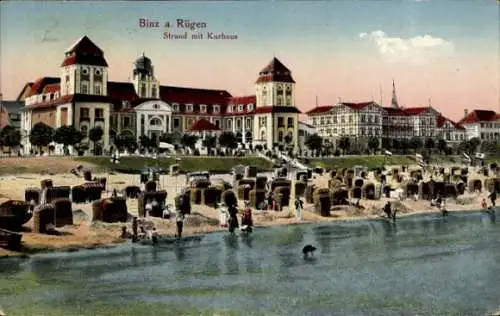 Ak Seebad Binz auf Rügen, Kurhaus, Strand,  Rügen,  