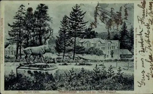 Mondschein Ak Friedrichsruh Aumühle in Lauenburg, Das Schloss des Fürsten Bismarck