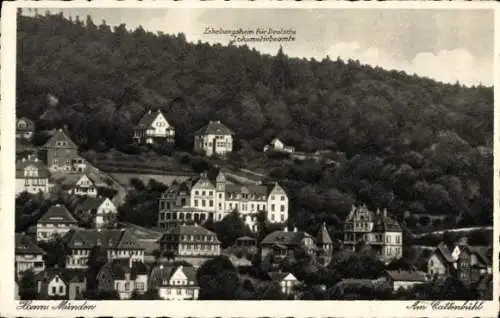 Ak Hann. Münden in Niedersachsen, Vorderseite zeigt Häuser, Berglandschaft, Text in Fraktur, hist