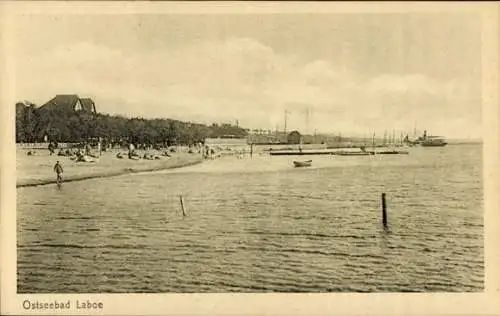 Ak Ostseebad Laboe, Meerblick, Strand, Urlauber,  Boote