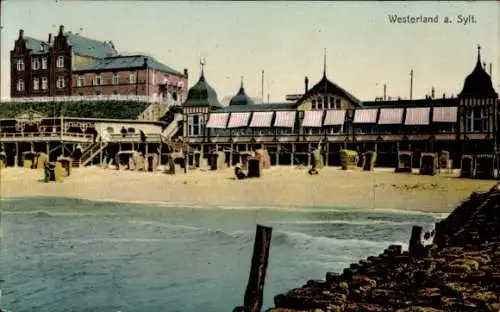 Ak Westerland auf Sylt, Westerland a. Sylt, Strandpromenade, Gebäude,  Architektur