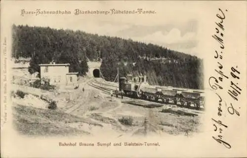 Ak Hüttenrode Blankenburg am Harz, Bahnhof Braunesumpf, Harz-Bahnradbahn Blankenburg-Rübeland-Tan