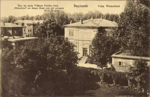 Ak Bayreuth in Oberfranken, Villa Wahnfried, Text von Richard Wagner,  