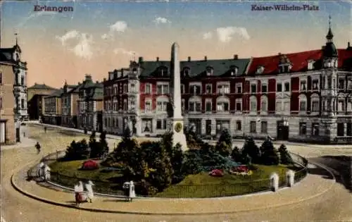 Ak Erlangen in Mittelfranken Bayern,  Kaiser-Wilhelm-Platz, Obelisk,  Architektur