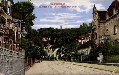 Ak Saarbrücken im Saarland,  Talstraße, Winterberg-Denkmal,  Architektur
