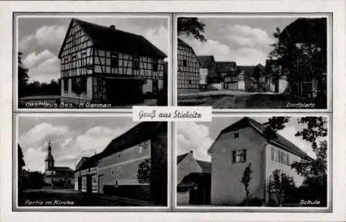 Ak Stiebritz Hainichen in Thüringen, Gasthof, Schule, Kirche