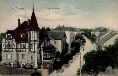 Ak Bad Lausigk Bad Lausick in Sachsen, Fachwerkhaus, Badestraße, Stadtansicht, kostengünstige Kar