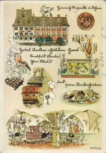 Ak Saalfeld an der Saale Thüringen, Hotel Anker, Gülden Gans, Saalfeld, Thüringer Wald, Restauran