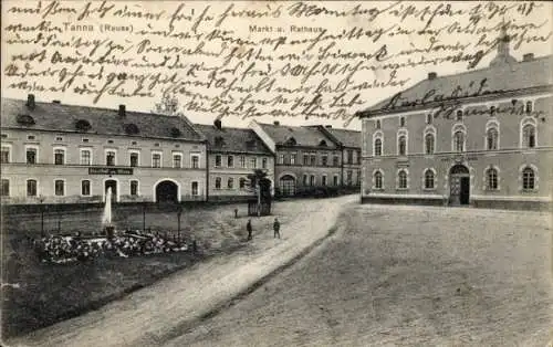 Ak Tanna in Thüringen, Markt und Rathaus
