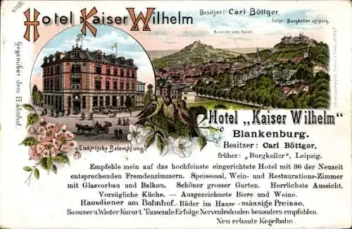 Ak Blankenburg am Harz, Hotel Kaiser Wilhelm, Besitz Carl Böttger, elektrische Beleuchtung, schön