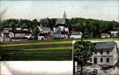 Ak Hummelshain in Thüringen, Blick auf  Gasthaus Belden Hirsth, Landschaft