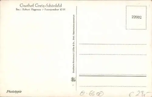 Ak Schönfeld Greiz in Thüringen, Gasthof