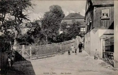 Ak Auma Thüringen, Am Graben, Anwohner