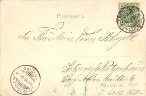 Ak Dresden Neustadt,  mit Ansicht eines Gebäudes, Bäume, Statue, handschriftlicher Text