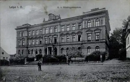 Ak Lípa Leipa Region Königgrätz, K.k. Staatsgymnasium,   Architektur, Schwarz-Weiß-