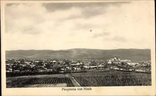 Ak Niš Nisch Serbien, Panorama von  Stadtansicht, Berge im Hintergrund
