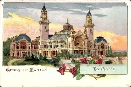 Litho Zürich Stadt Schweiz, Tonhalle
