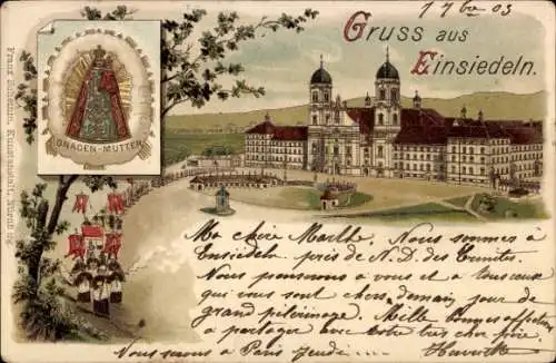 Litho Einsiedeln Kanton Schwyz Schweiz, Kloster Einsiedeln, Graden Mutter, Prozession