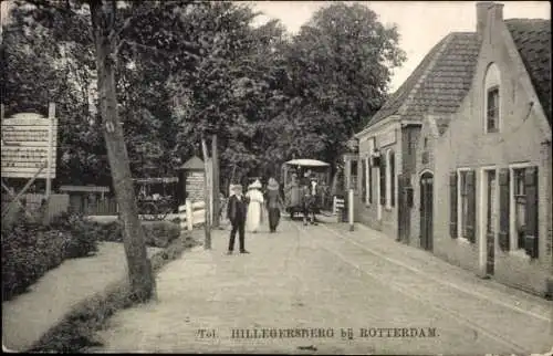 Ak Hillegersberg Rotterdam Südholland, Historische Szenerie, Straßenbahn, Bürgersteig, Bäume, Geb