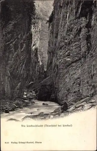 Ak Linthal Glarus Kanton Glarus Schweiz, Linthschlucht, schmale Schlucht, Felsen, Wasserlauf, Ver