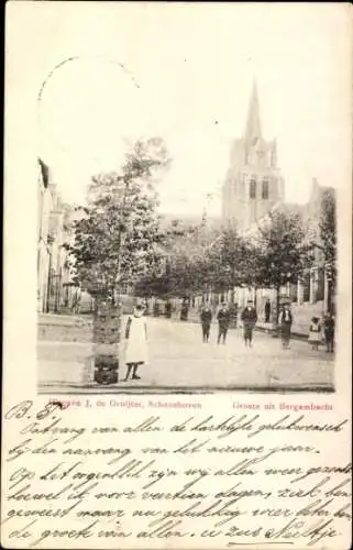 Ak Bergambacht Südholland, Stadtansicht mit Kirche, Straßenverkehr