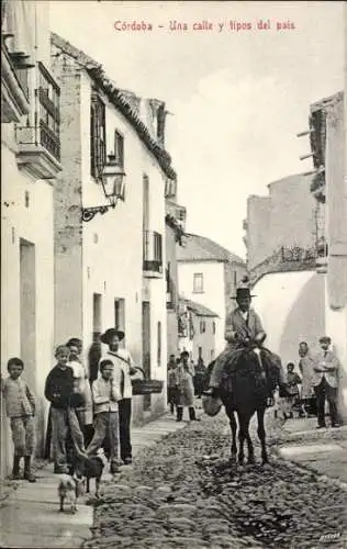 Ak Córdoba Andalucia Spanien, Una calle y tipos del país
