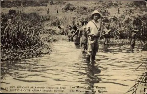 Ganzsachen Ak Tansania, Deutsch Ost-Afrika, unter belgischer Okkupation, The Kagera Marshes