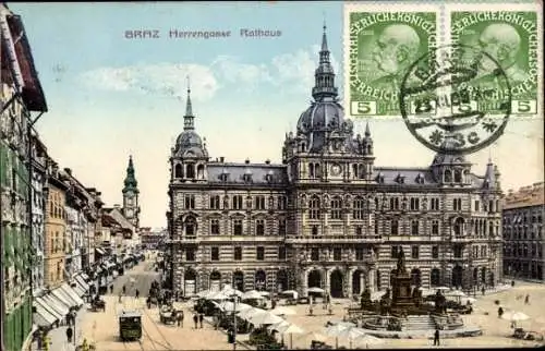 Ak Graz Steiermark, Rathaus in  Herrengasse,  von 1908