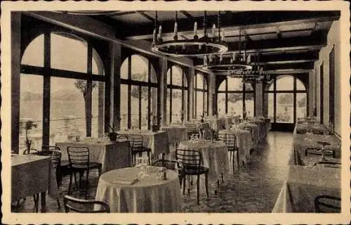 Ak Stresa Borromeo Lago Maggiore Piemonte, Restaurant, viele Tische, große Fenster, Aussicht, ele