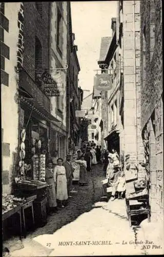 Ak Mont Saint Michel Manche, Hauptstraße, Anwohner, Geschäft