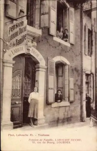 Ak Lourdes Hautes Pyrénées, Pension der Familie Labourie Duche