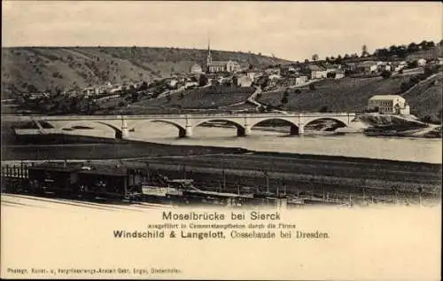 Ak Sierck les Bains Moselle, Moselbrücke bei  Landschaft mit Brücke, Häusern, Fluss