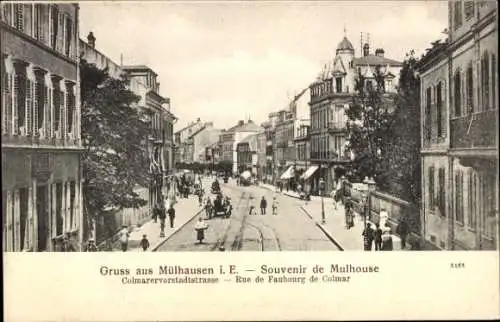 Ak Mulhouse Mülhausen Elsass Haut Rhin, Straße in  Gebäude,  Architektur, Souvenirkarte